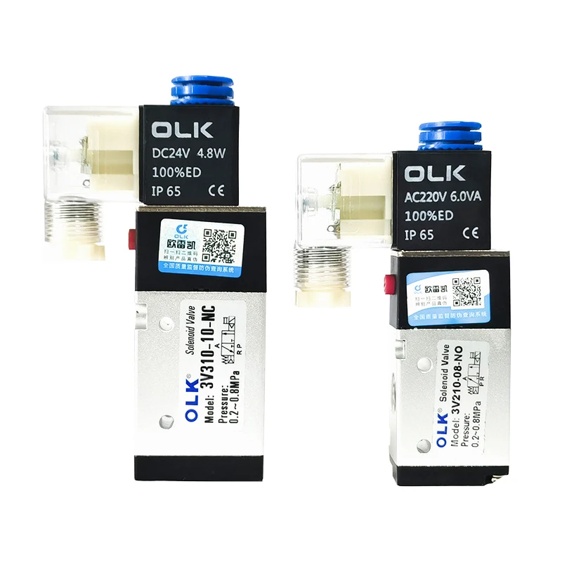 Pneumatic Solenoid Valve 24v 3V210-08 3V210-08-NO 3V310-10-NC 3V310-10-NO 3 Way Normally Open Close Air Valves