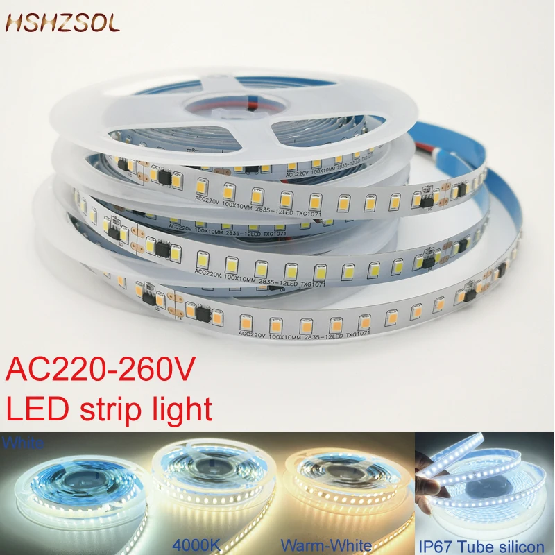 

AC220V 8mm LED Strip Light shearable cut tap SMD 2835 5m 600LED 120L/m brightness Light Tape Flexible Led strip white/Warm/4000K