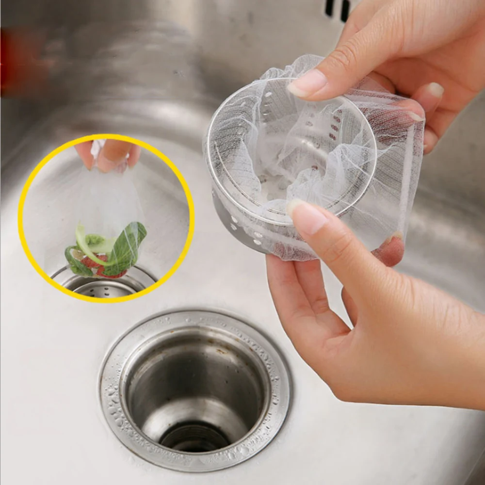 

100pcs Kitchen Drain Residue Filter Garbage Bag Anti-Clogging Water Bag Sink Garbage Filter Mesh Pots Sewer Vegetables Strainers