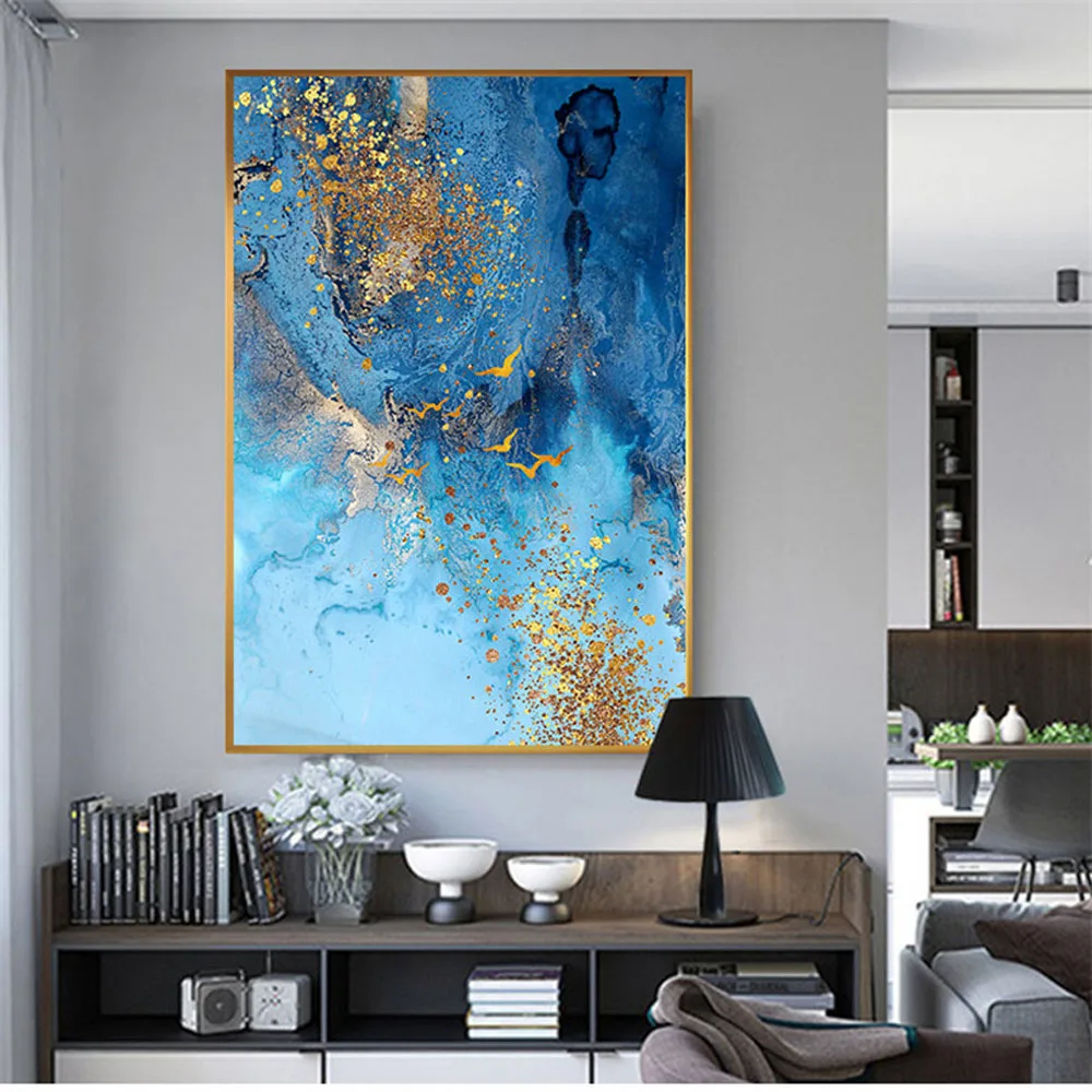 Imagem -04 - Modern Abstract Pinturas a Óleo 100 Poster de Lona Pintados à Mão Golden Tone Decor Home Living Room Corredor Wall Art Picture