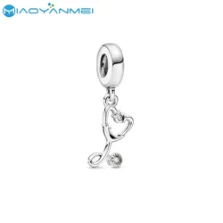 2020 Autumn New 925 Sterling Silver Plain Silver Stethoscope Dangle Charms Fit Original Pandora Bracelets Women DIY Gift Pendant