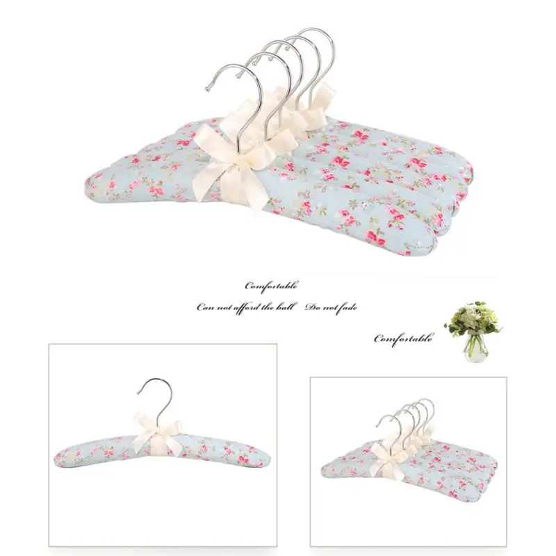 Flower Printed Cotton Fabric Sponge Hanger Elegant Sponge Padded Clothes Hanger Clothes Suit Dress Hangers Random Printed 1PC