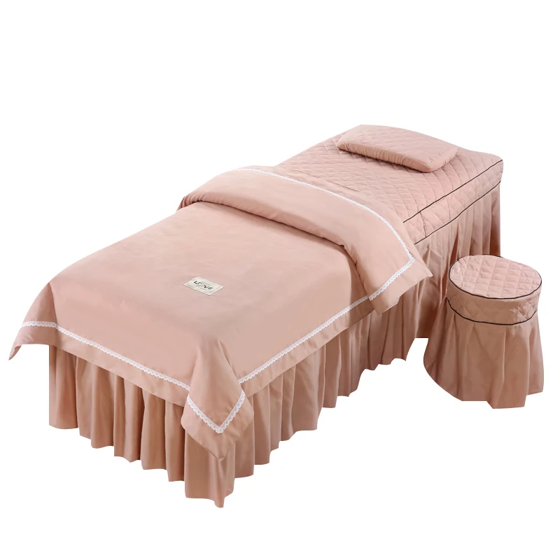 

4pcs Beauty Salon Bedding Set Skin-friendly Bedspreads Massage Spa Bedskirt+Stoolcover+Pillowcase +Quilt Cover Sets
