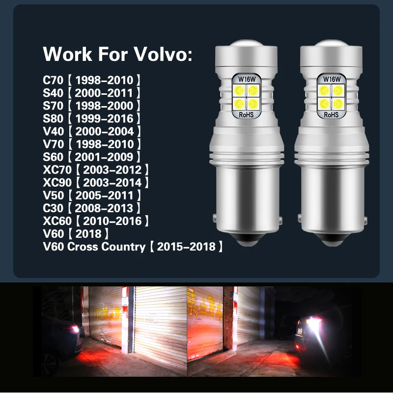 2X Backup Light P21W BA15S Canbus Auto Bulb For Volvo C70 S40 S70 S80 V40 V70 S60 XC70 XC90 V50 C30 XC60 V60 LED Car Accessories