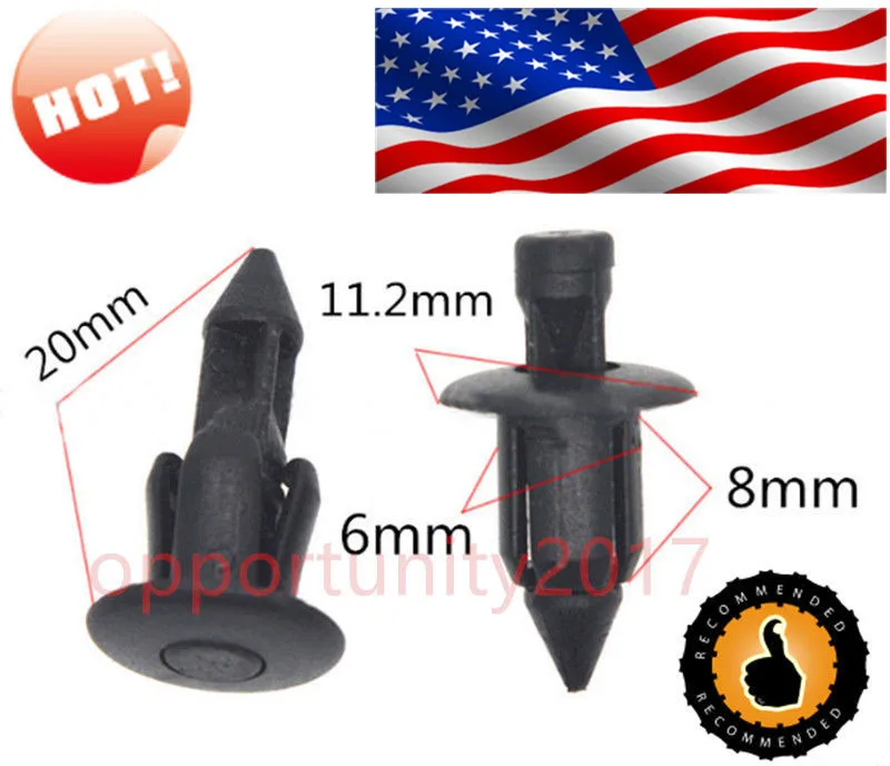 10x / 100x / 500x ATV Fairing Fender Clip Nylon Rivet For Yamaha YZF R1 R6 RoadStar For Suzuki GSXR 1309409-06314-5PK 0940906314