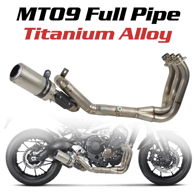 

For Yamaha FZ-09 MT-09 Titanium Alloy Slip-on Exhaust Header Full Pipe with Catalyst Carbon fiber Heat Shield Laser DB Killer