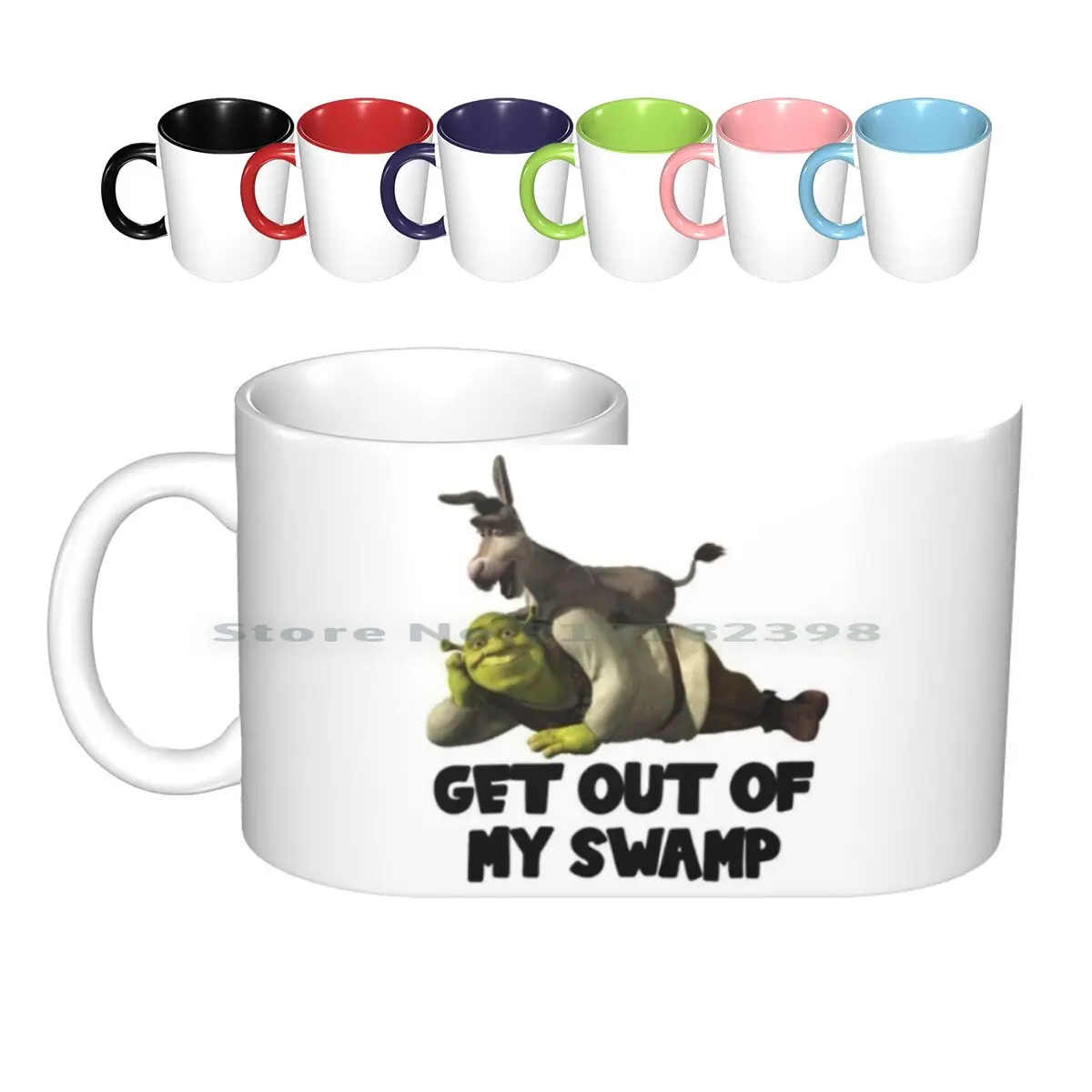 Get Out Of My Swamp-Shrek Ceramic Mugs Coffee Cups Milk Tea Mug Shrek Meme Funny Donkey Memes Ogre Movie Green Fiona Dank Swamp