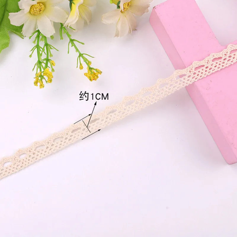 (10Yards/roll)  Beige Cotton Embroidered Lace Net Ribbons Fabric Trim DIY Sewing Handmade Craft Materials