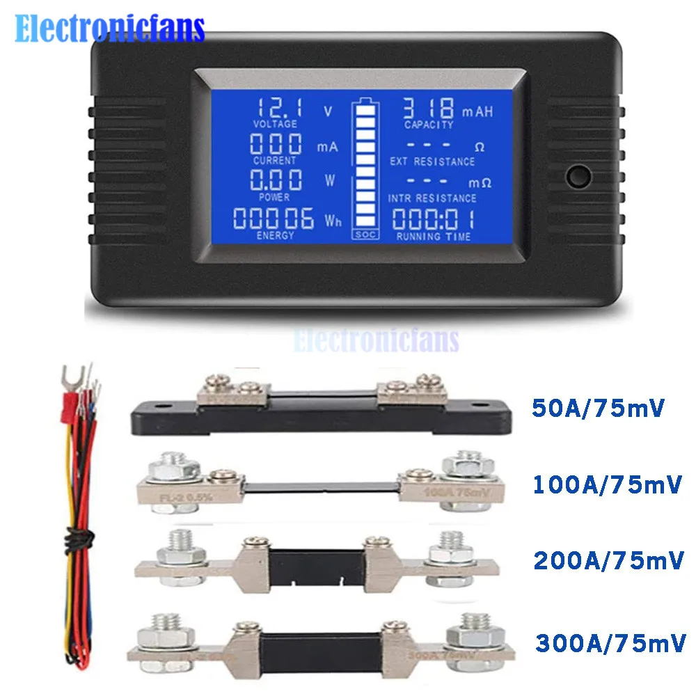 Testeur de batterie numérique PZEM-015 50A, ampèremètre, voltmètre, compteur d\'énergie, capacité de puissance, impédance, électricité résiduelle,