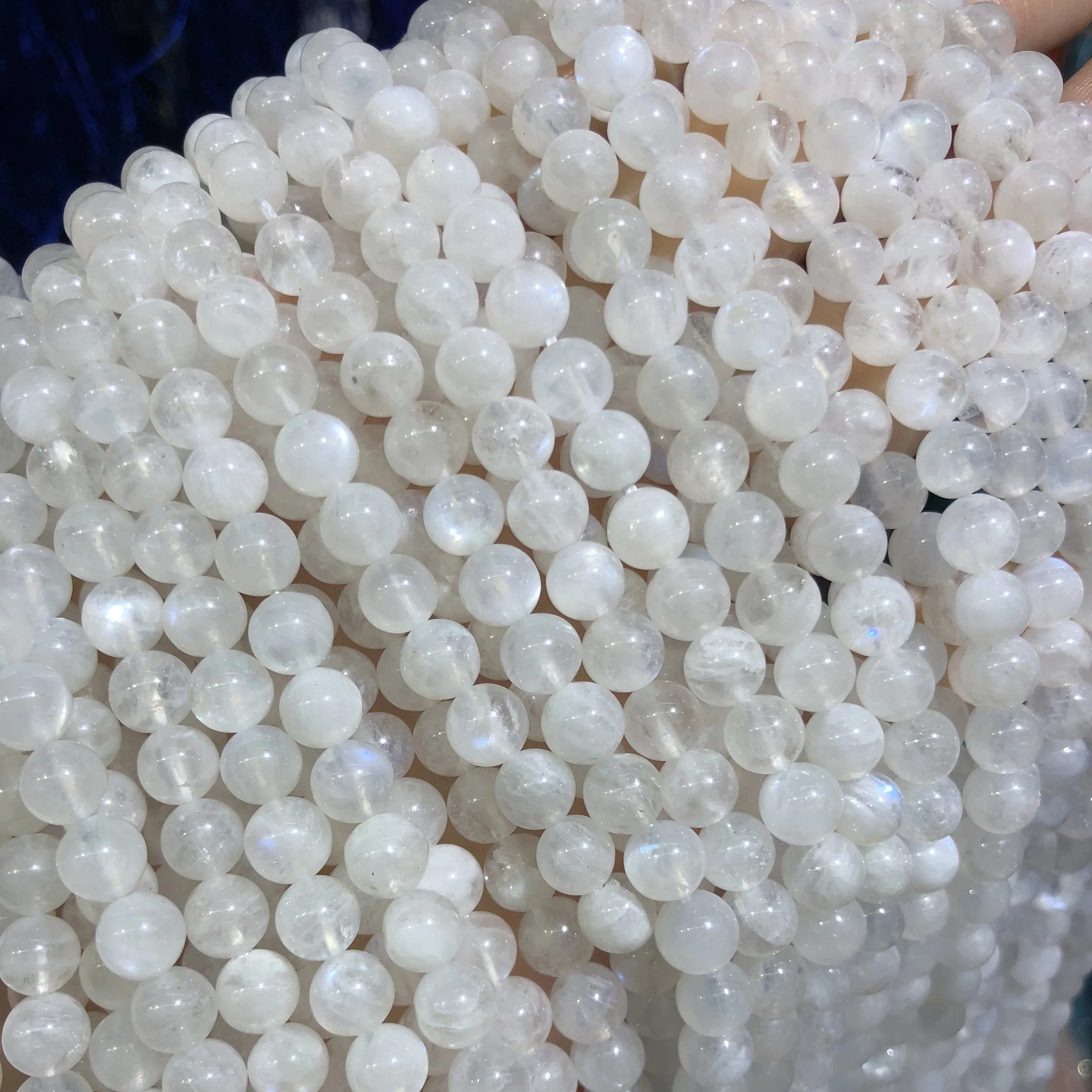 Natural Stone Blue Moonstone Beads Round Loose Spacer Beads for Making DIY Necklace Bracelet Jewelry Accessories