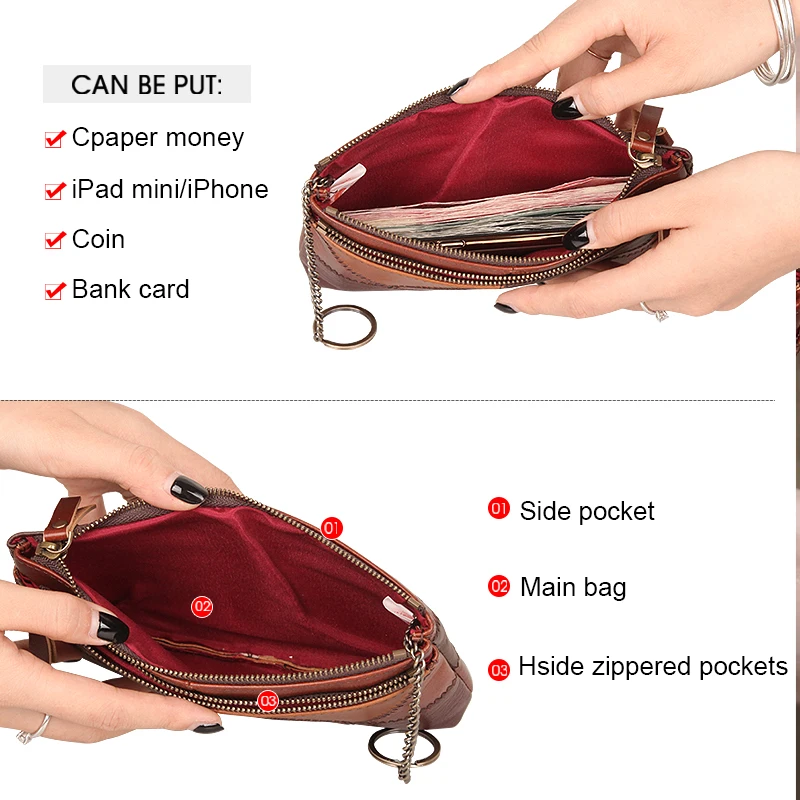 Cobbler Legend Patchwork Genuine Leather Wallet Fashion Ladies Brand Coin Purse Female Designer Brand Ladies Zipper PhoneBag images - 6