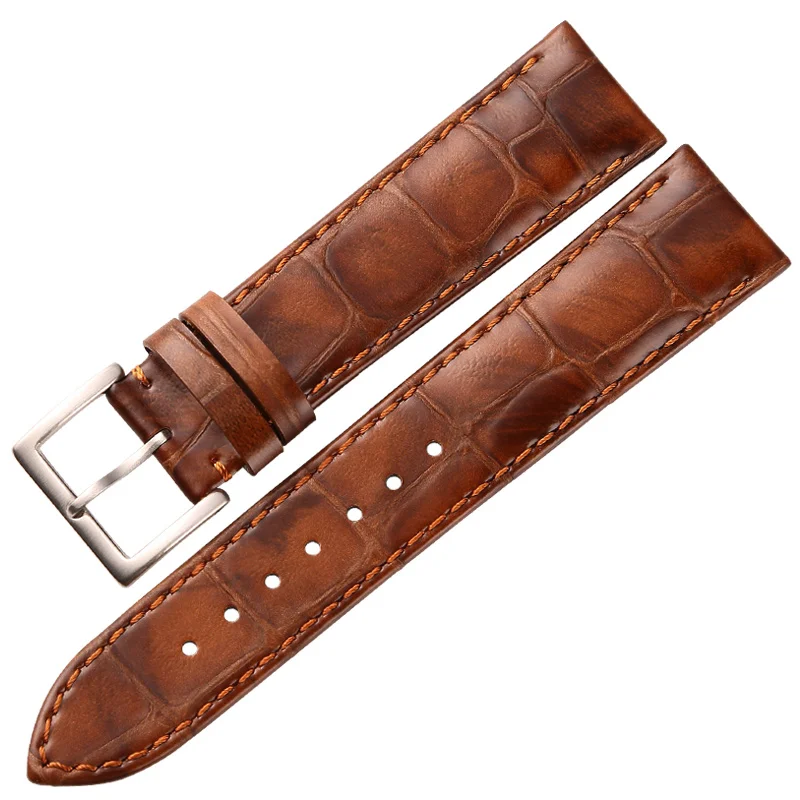 Retro Genuine Leather Watch Band 22mm 20mm 19mm 18 mm Soft Calfskin Watchband Smart Watch Strap for Samsung 46mm Huawei Bracelet