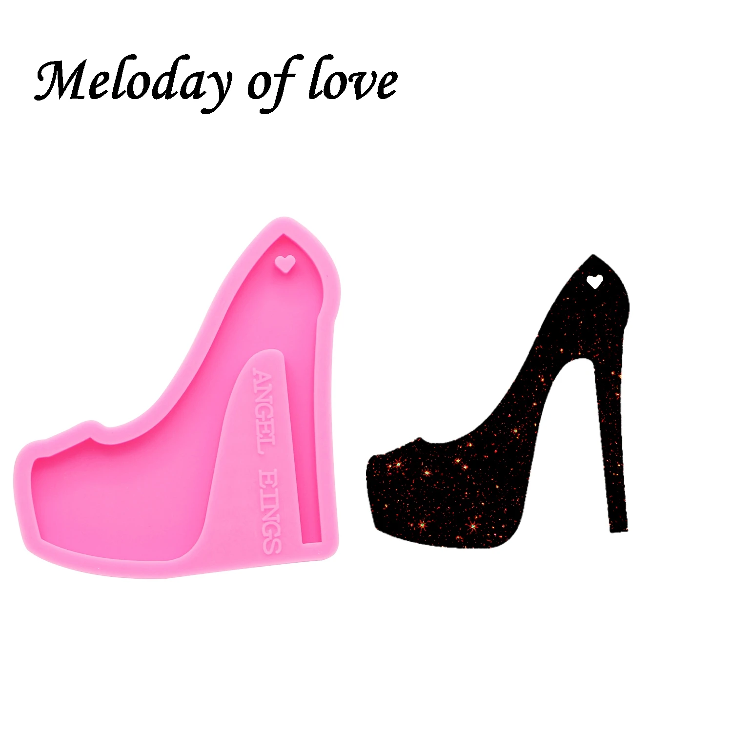 Shiny High heels molds for keychain DIY shoes model resin key keychains moulds silicone custom mold DY0150