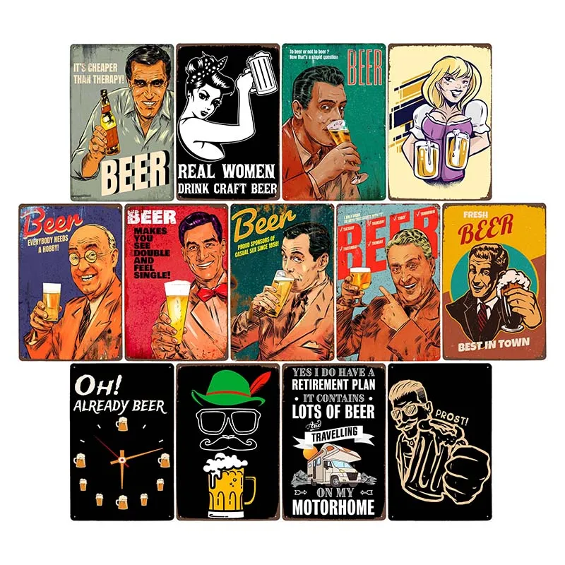 Piwo Metalowy Znak Klub Plakat Tablica Malowanie Vintage Bar Pub Dekoracja Ścienna Home Decor 20x30cm