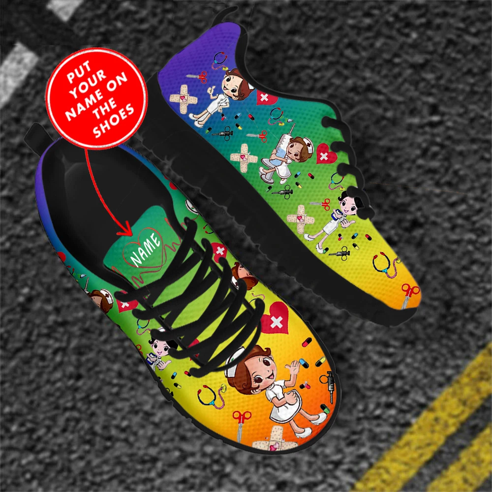 

Woman Lace Up Flats Cartoon Nurse 3D Print Ladies Sneakers Women's Shoes Summer Mesh Flat Casual Shoes For Girls 2023