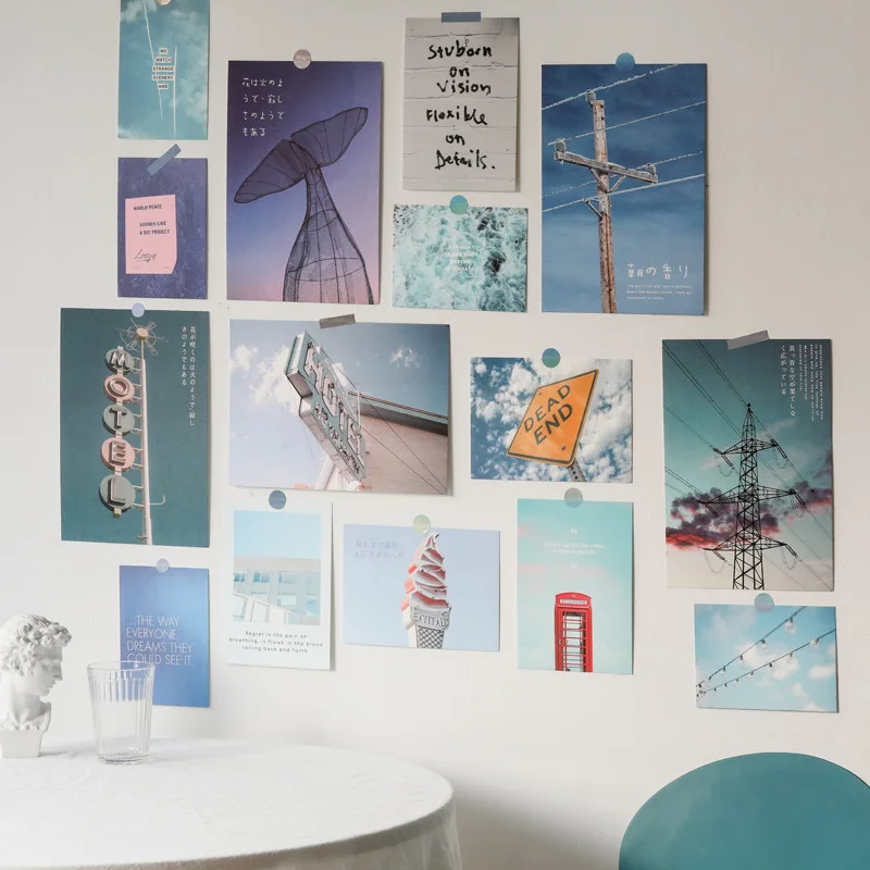 Kleurrijke Landschap Art Retro Decoratie Kaart 15 Lakens Slaapkamer Postkaart Achtergrond Schilderen Muur Sticker Wenskaart Foto Props