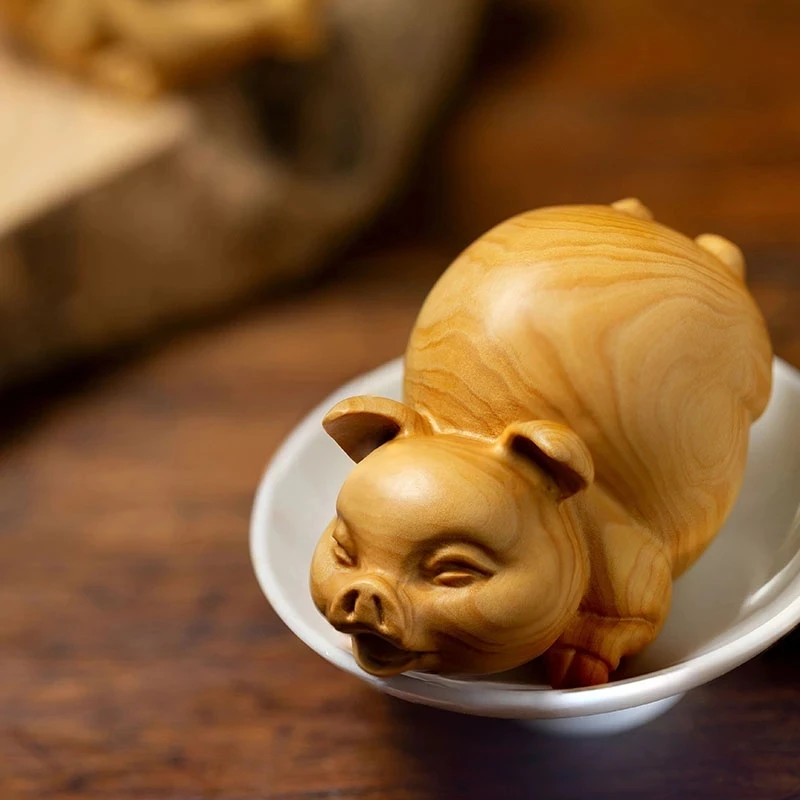 

Скульптура из бокса 7 см, свинка, животное, счастливая деревянная статуя, китайский зодиак, свинка, домашний декор