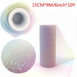 10 stoczni/rolki Rainbow Glitter Tulle roll cekiny kryształ Organza przezroczysta tkanina DIY Craft prezent Tutu spódnica Home dekoracje ślubne