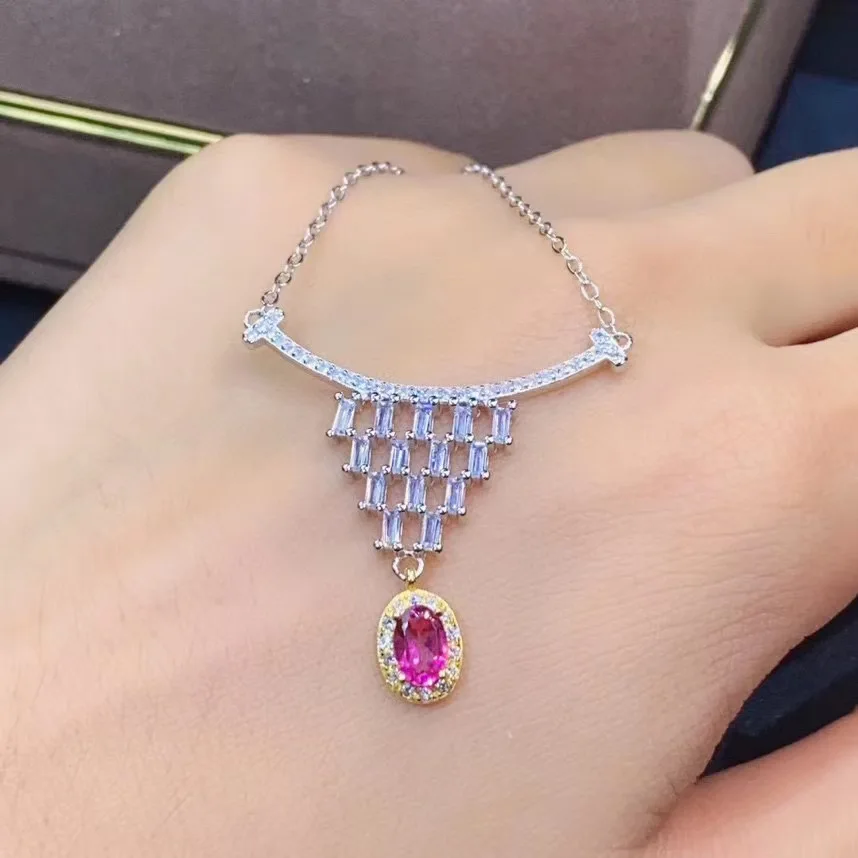 أفضل هدية خطوبة قلادة توباز قلادة توباز أزرق حقيقي طبيعي 925 قلادة من الفضة الاسترليني #3