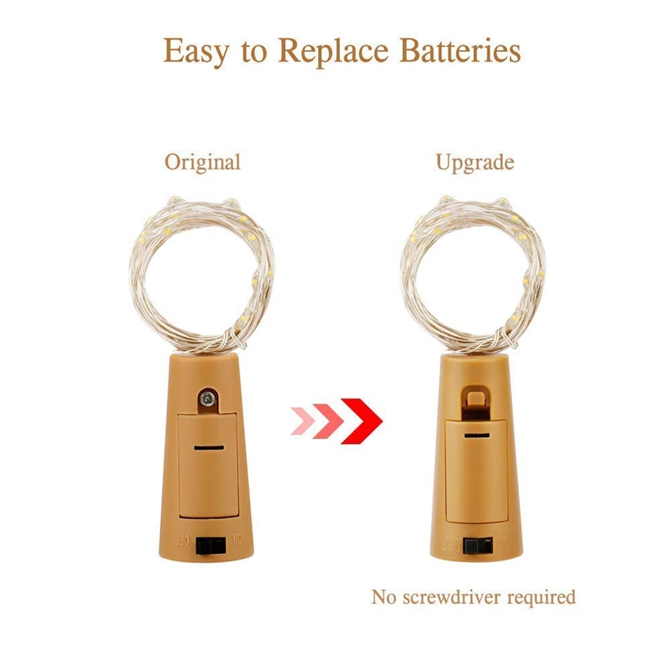 6Pcs/lot Cork Wine Bottle Light 2M 20LED DIY LED String Lighting Strip For Garland Party Wedding Christmas Halloween Bar Decor