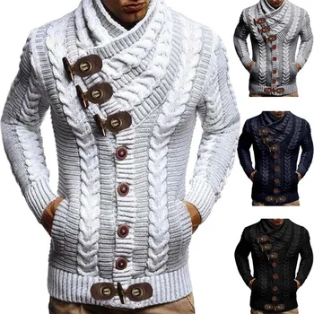 Autumn Winter Turtleneck Sweater Men 2026 New Casual Solid Knitted Cardigan Men FullSleeve Slim Mens Oversized Sweaters Coat Men