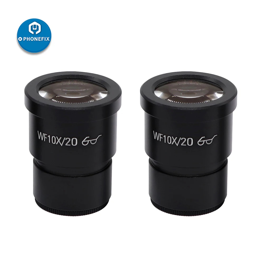 1 Pair WF 10X/20X Trinocular Stereo Microscope Eyepieces WF10X/20MM WF20X/10MM Wide Field Of View 30mm Mounting Size Oculars