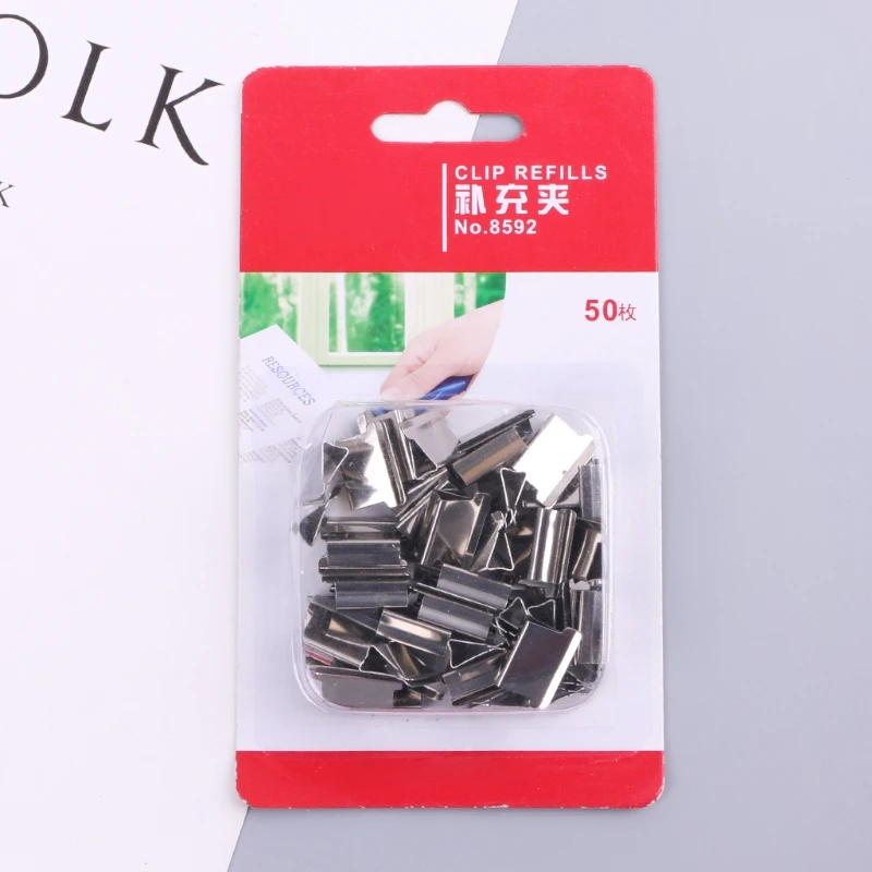 50pcs Metal Paper Clipper Refill Document Clip Photo Tickets Notes Letter Folder 