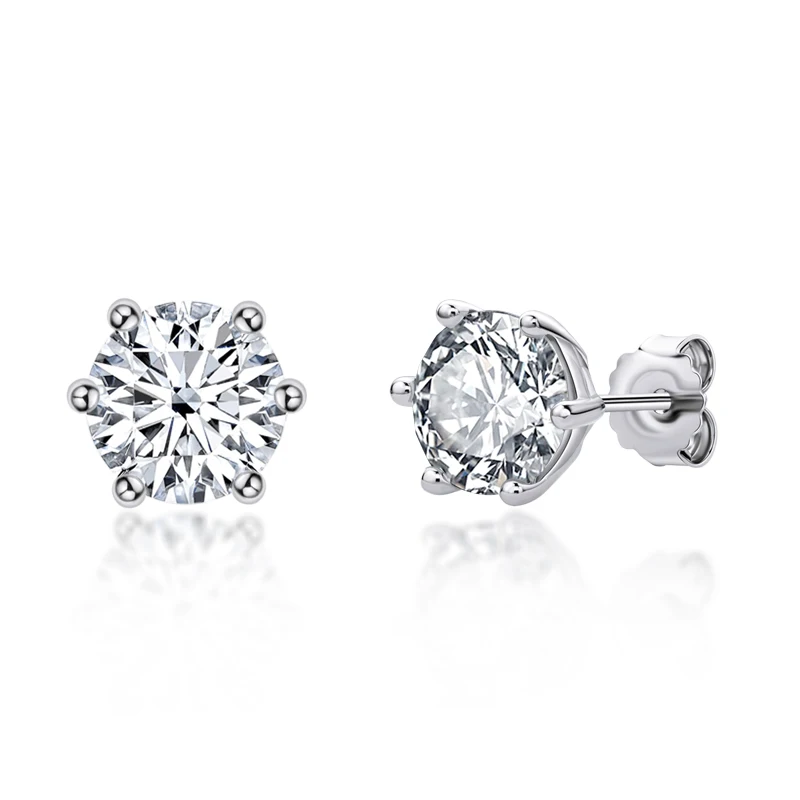 925 Silver 1 Ct Moissanite Ear Studs Round Women Trendy Engqaqement Gift LESF Jewelry Recommendation