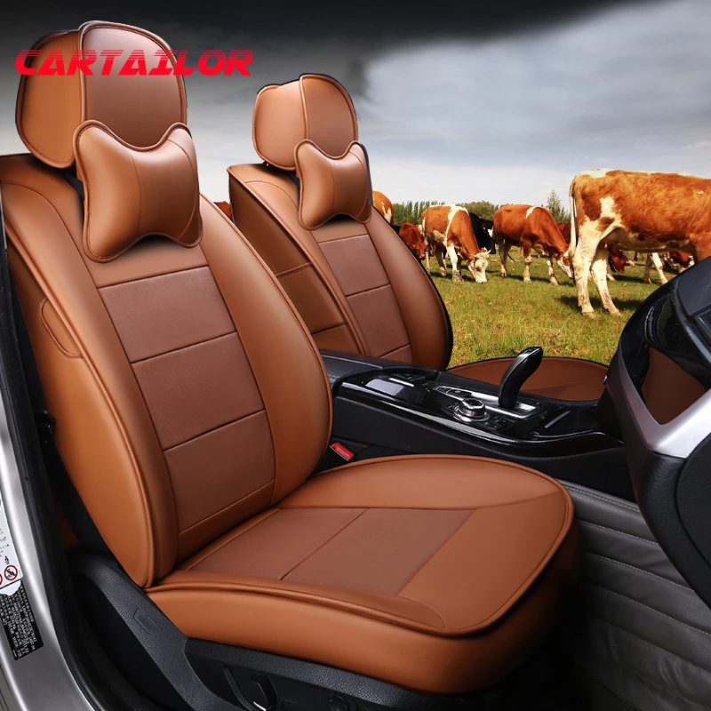 CARTAILOR New Cowhide Car Seat Cover for Ford S-MAX Seat Covers & Supports Genuine Leather Cover Car Accessories Seats Protector