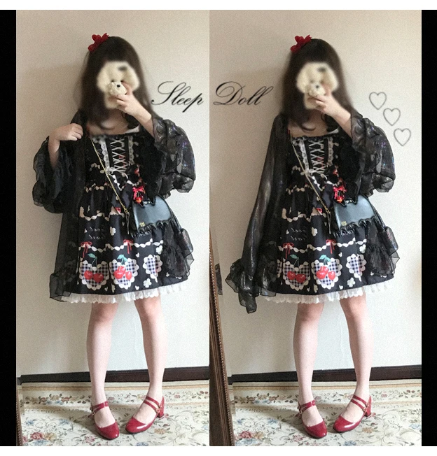 Lolita-vestido vintage de encaje con lazo para niña, ropa de princesa para fiesta de té, dulce estampado victoriano, kawaii, gótico, lolita, con tirantes