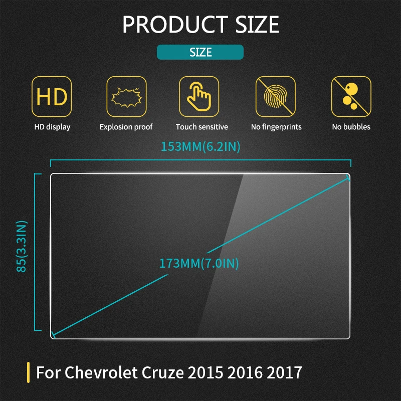 153x86mm For Chevrolet Cruze 2015 2016 2017 Car Screen Sticker LCD Screen GPS Navigation Screen Protective Toughened Glass Film