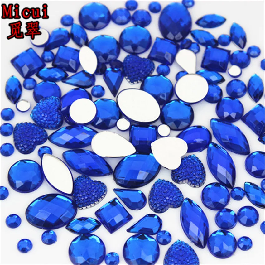 22g About 300pcs Mixed Shape Sizes Acrylic Rhinestones 3D Nail Art Crystal Stones Non Hotfix Flatback Craft DIY Decorations MC38