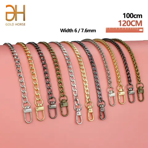 5Pcs 100-120CM Replacement Women Luxury Wide Metal Chain Bag Strap Handle  Crossbody Shoulder Strap Accessories For Handbags