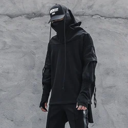 Unisex Streetwear Men's clothes Loose Hoodies HipHop Batwing Sleeve Wizard Pullover Fake Two Darkwear Tops Techwear Sweatshirt