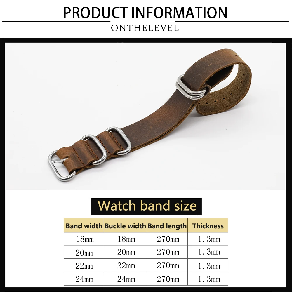 Vintage Genuine Leather Watch Band 18mm 20mm 22mm 24mm Handmade Cow Watch Strap Replacement for Men Women Watch Accessories