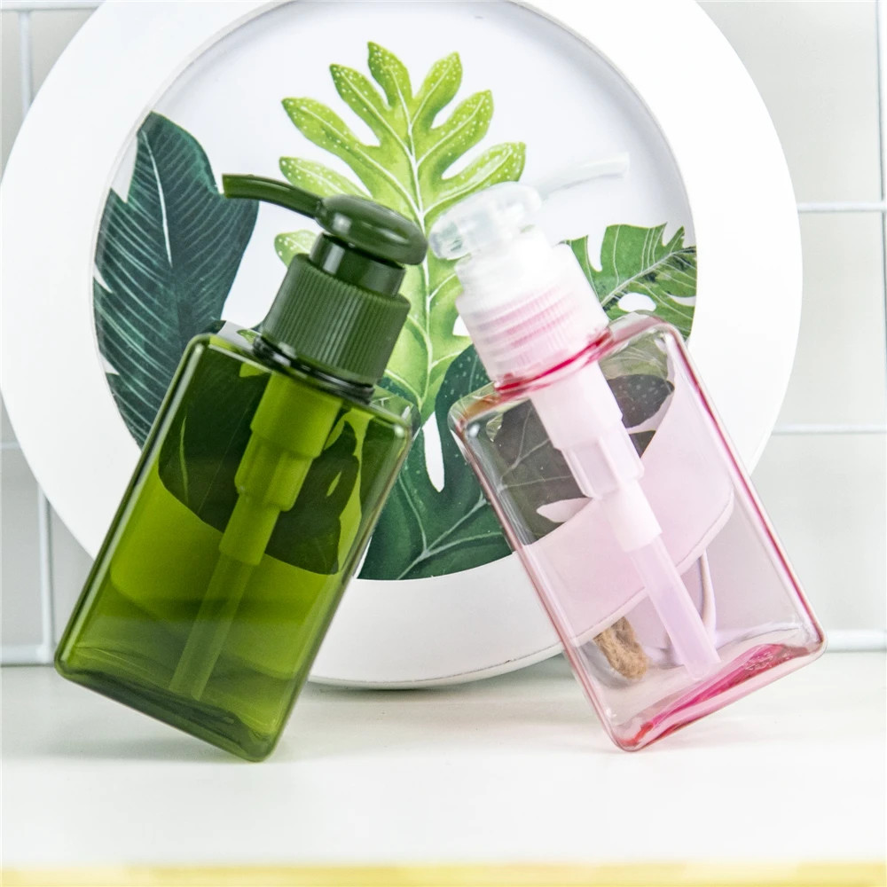 100ml 2Pcs Green Pink Refillable Plastic Split Charging Spray Bottles Home Furnishing Travel Shower Gel Cosmetic Empty Jars