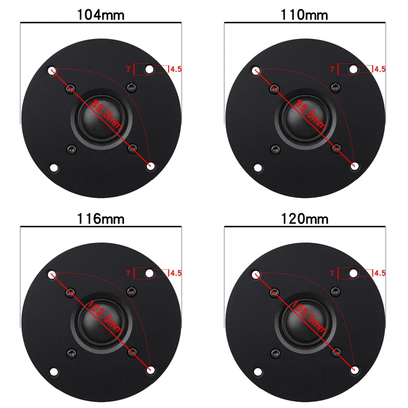 HIFIDIY LIVE 3.7 4 4.5 Inch Tweeter Speaker Unit Black Silk membrane 8OHM 30W ATreble Loudspeaker X1S 94 100 104 110 116 120mm