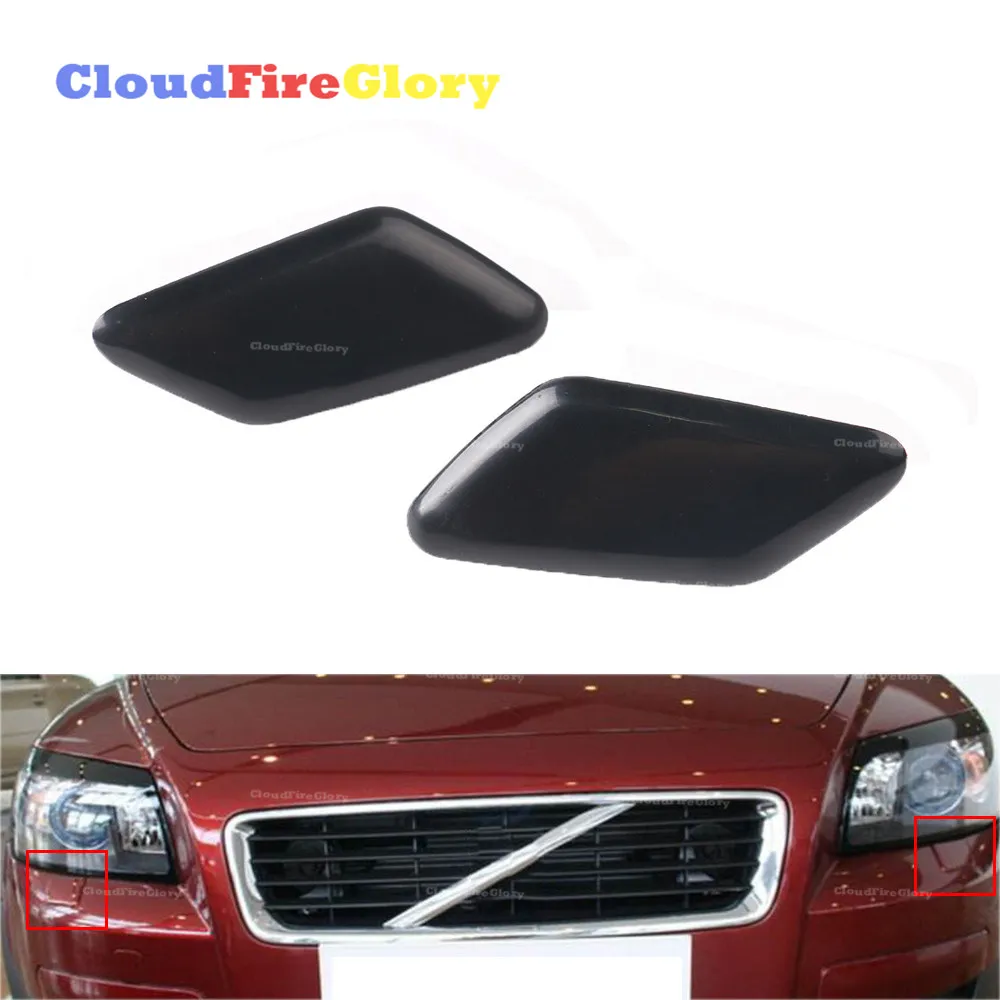 

For Volvo C30 2011 2012 2013 Left Right Pair Front Bumper Headlight Washer Nozzle Cover Unpainted 39863927 39863944