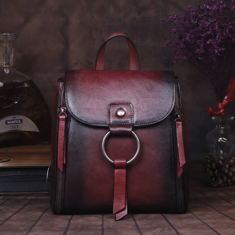 

Restoring Ancient Ways Head Layer Personality Portable Large Capacity Cowhide Leather Atmospheric Double Shoulder Leather Bags