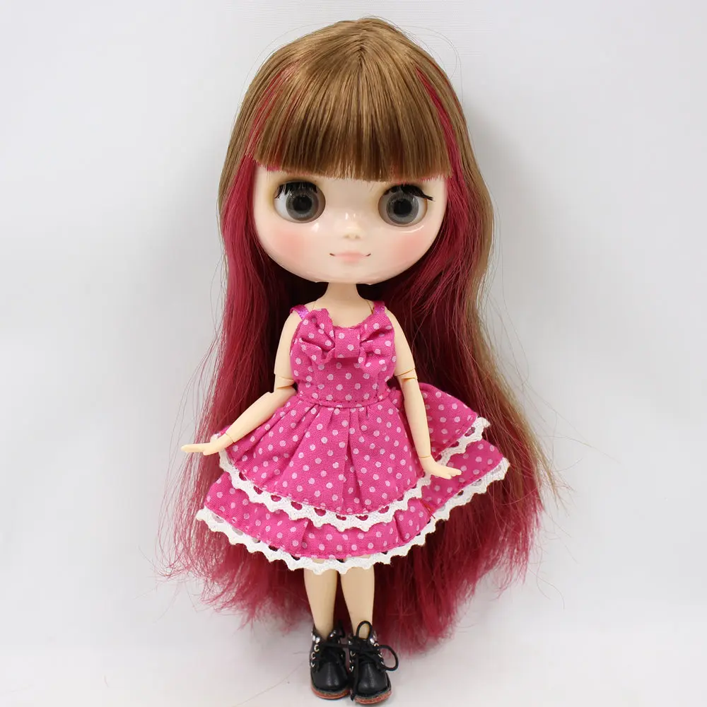 ICY DBS Middie Blyth doll Series No.BL2436/0623 Brown mix red hair with bangs natural skin 1/8 bjd