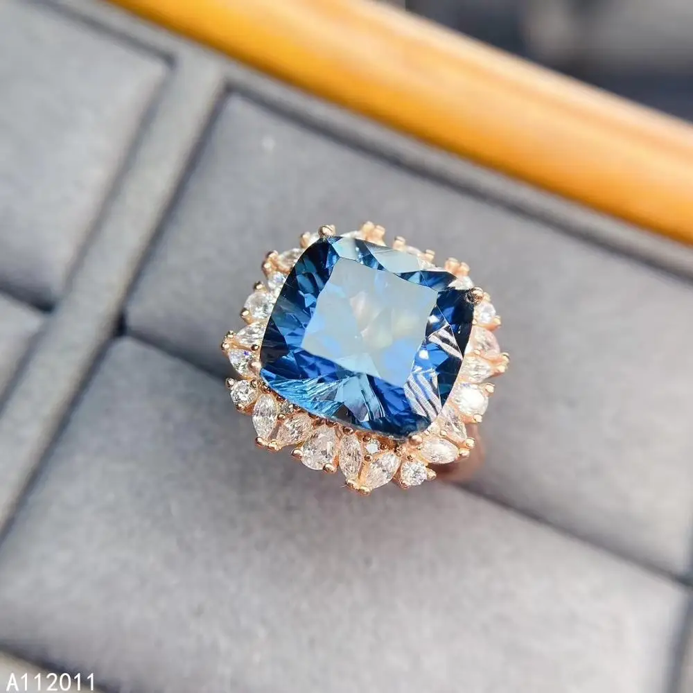 KJJEAXCMY Fine Boutique Stoneboo Jewelry 925 Sterling Silver Inlaid Natural Blue Topaz Classic Women FISS New Ring Support Test
