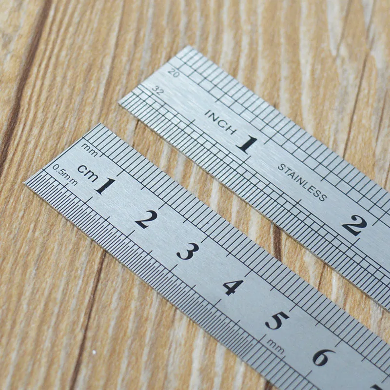 Straight Ruler 15cm 6 inch Double Side Stainless Steel Measuring Centimeter Scale Ruler Iron Ruler Silver Stationery