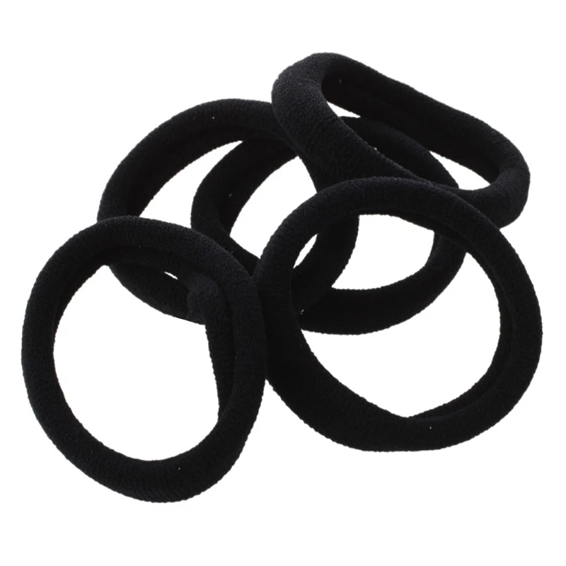 5 Pcs Black Stretchy Band Hair Tie Ponytail Holders