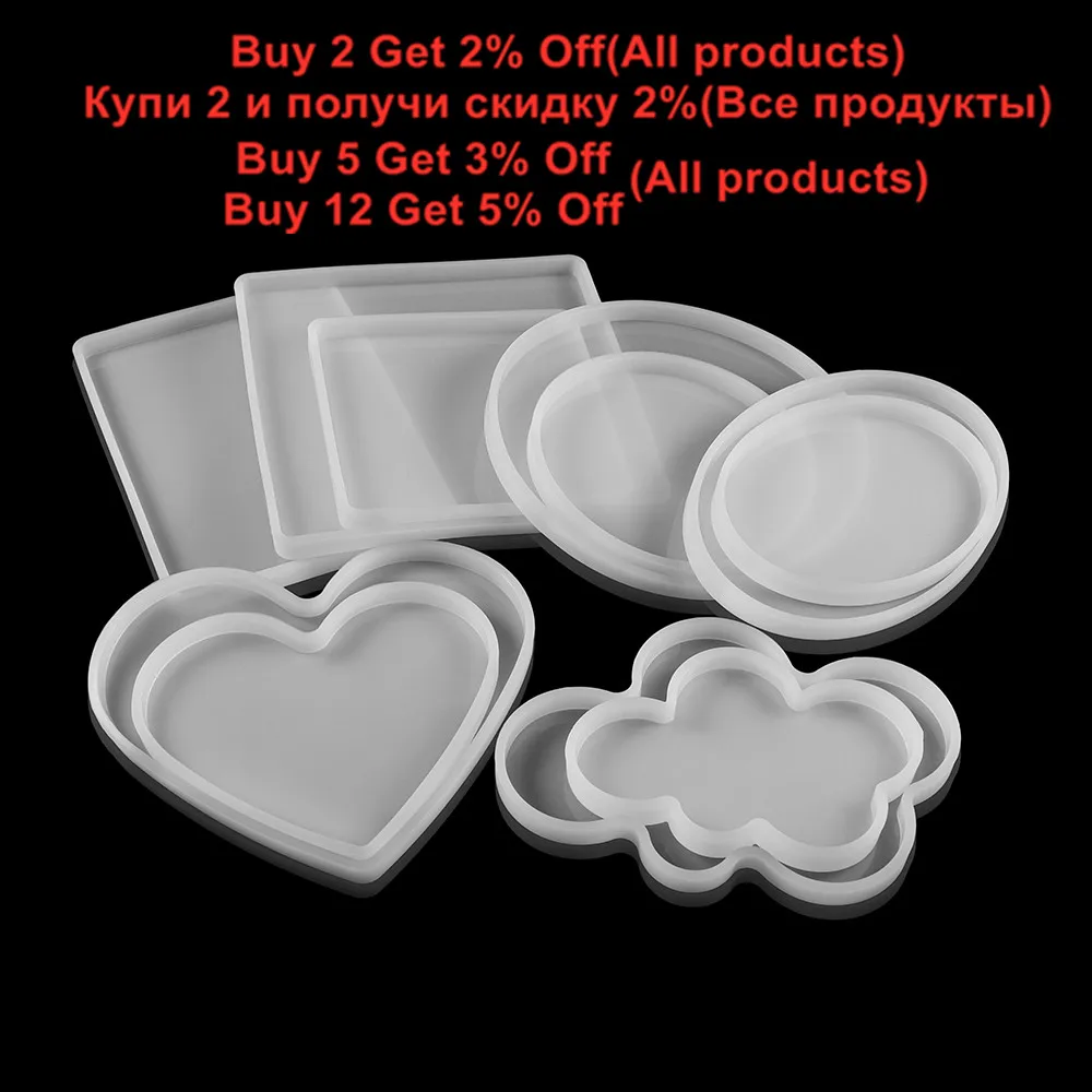 Geometric Coasters Resin Casting Mold Silicone Cloud Heart Shape Cup Tray Epoxy Mould for Jewelry Making Epoxy Mould Craft Tools