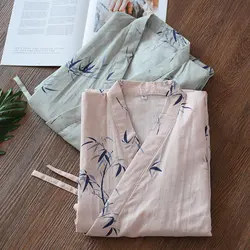 Nuevo Albornoz de algodón Guaze para primavera y verano, Kimono para hombre y mujer, ropa de dormir de estilo japonés, bata informal diaria para salón en casa