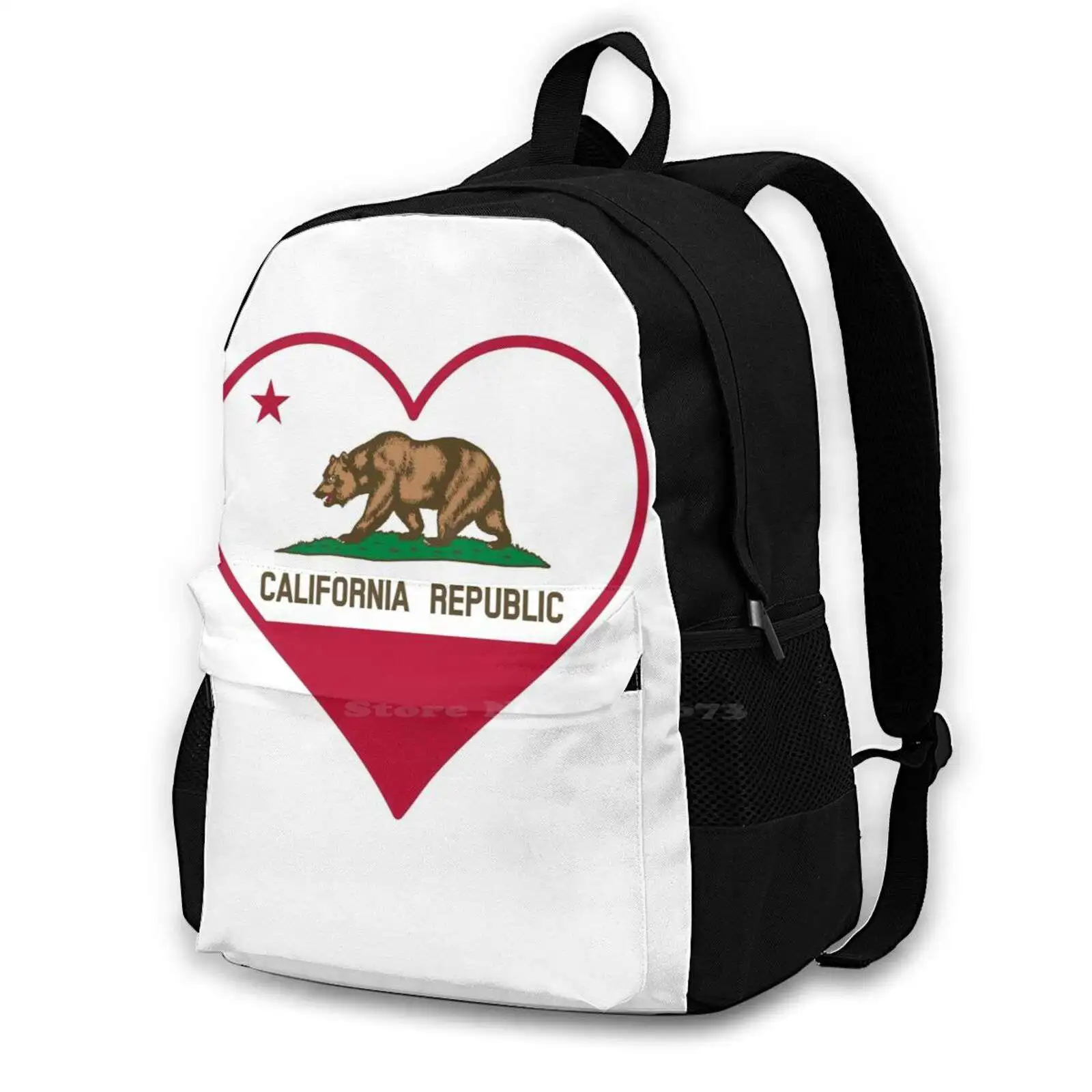 

California Republic Teen College Student Backpack Laptop Travel Bags 50s Country Bakersfield California Western Music Usa