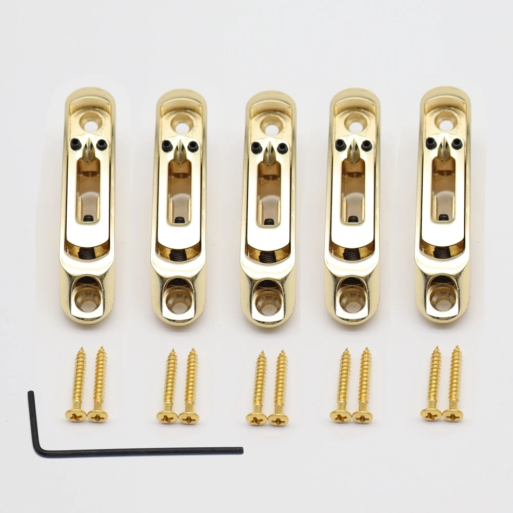 5 Pcs Guitar Bridge Sadlles Single Individual Bridge Saddles Tailpiece  Set for 5 String Electric Guitar Bass Parts