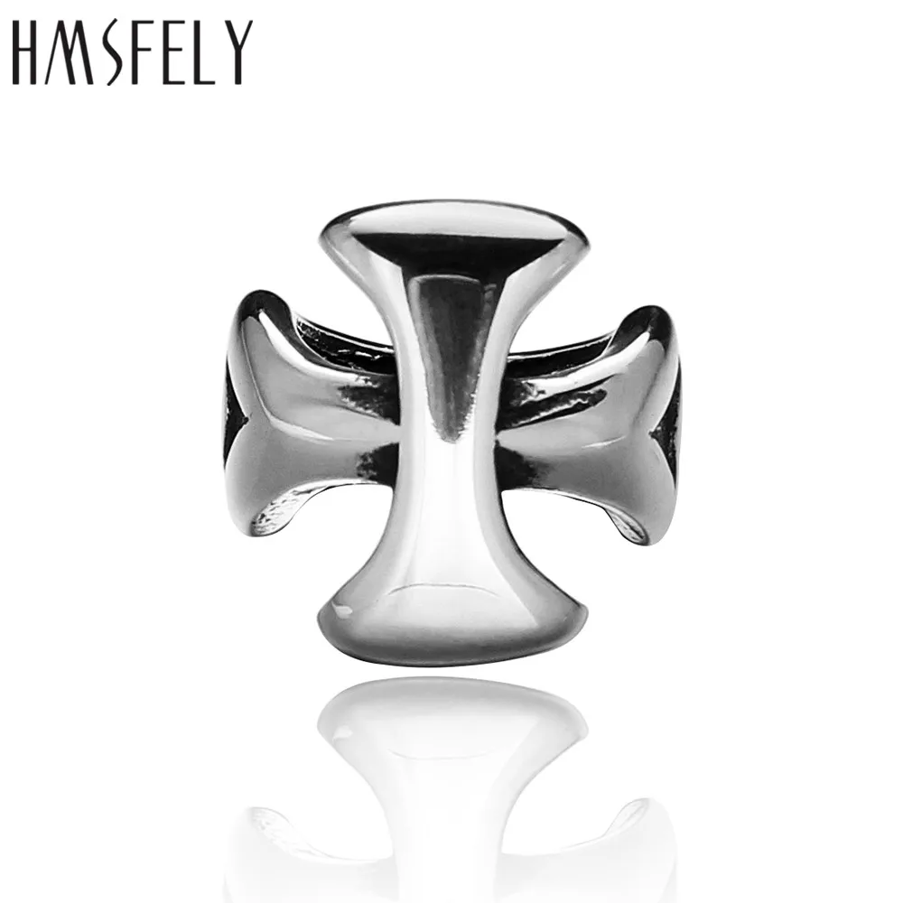 HMSFELY Titanium steel Stainless Steel Cross Shape Beads Accessories For DIY Leather Bracelet Jewelry Making 8mm Big Hole Bead