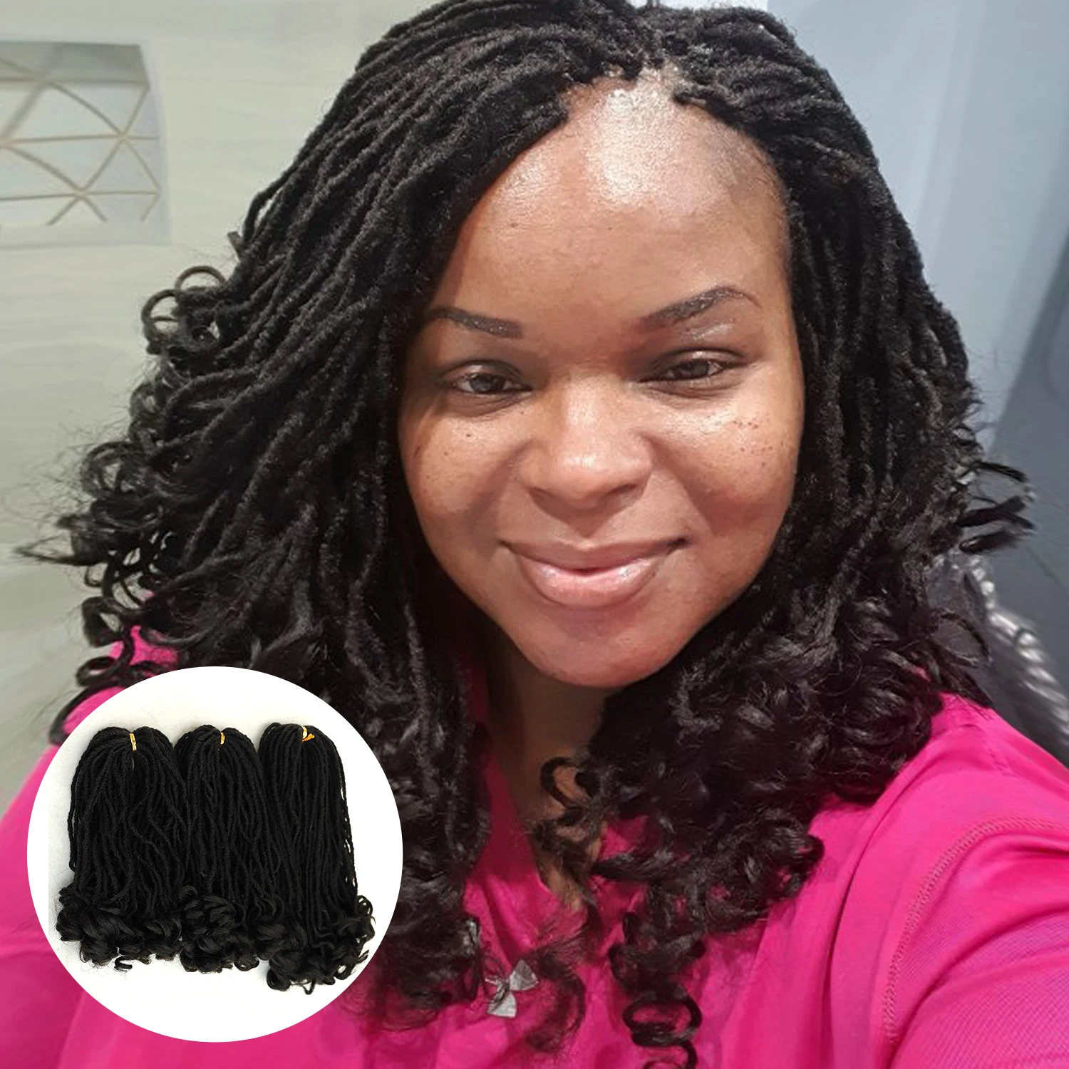 Sister Locs-Extensión de cabello de ganchillo para mujer negra, trenzas africanas, puntas rizadas sintéticas, rastas falsas, 3 unids/lote por paquete