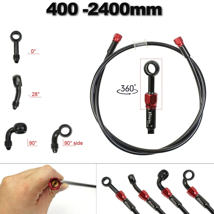 Motorcycle Brake Hose Flexible Braided Hydraulic DOT Fluid Line AN3 Reinforced Moto Hose Line for ATV Racing Pitbike Street Bike